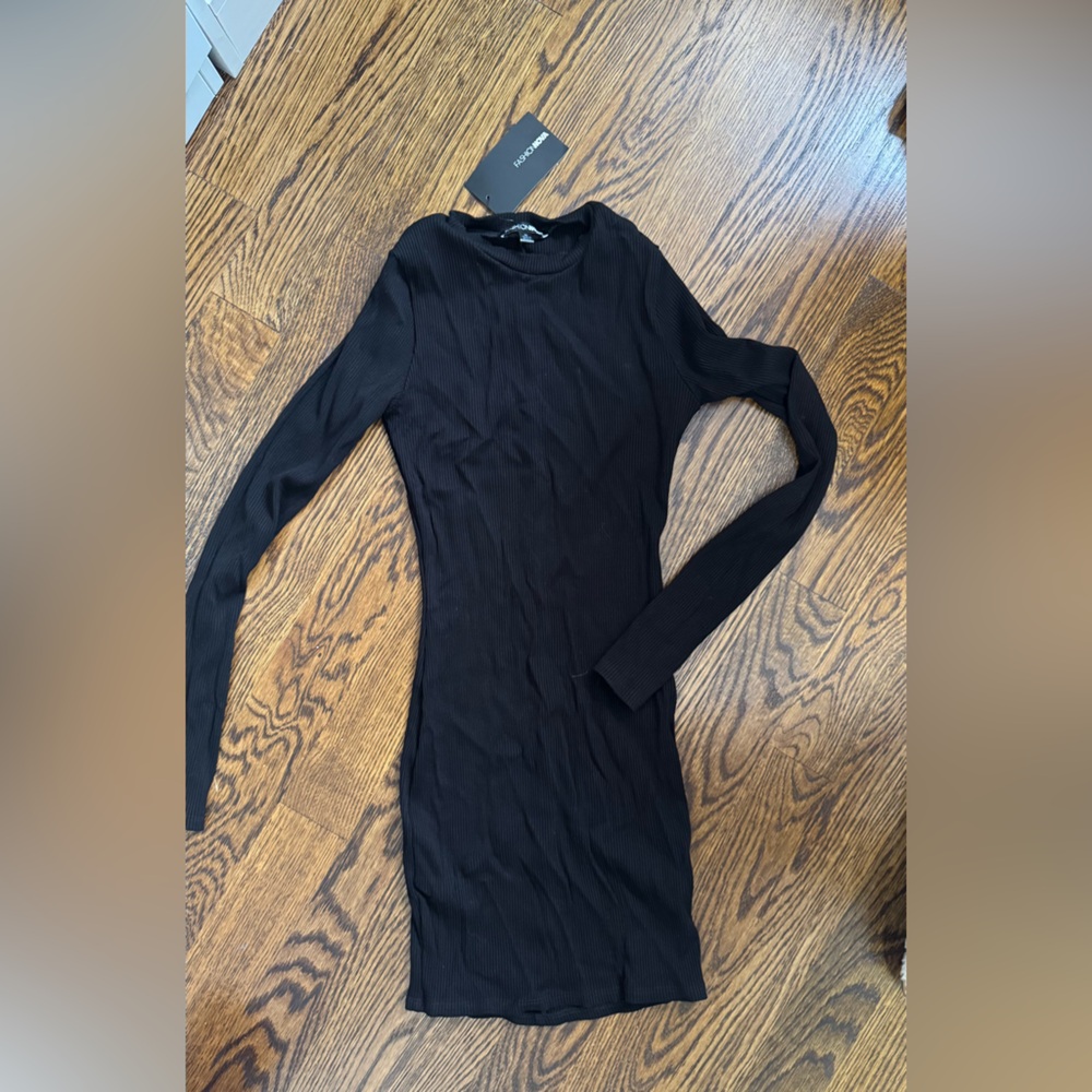 Fashion Nova Black Ribbed Mini Dress